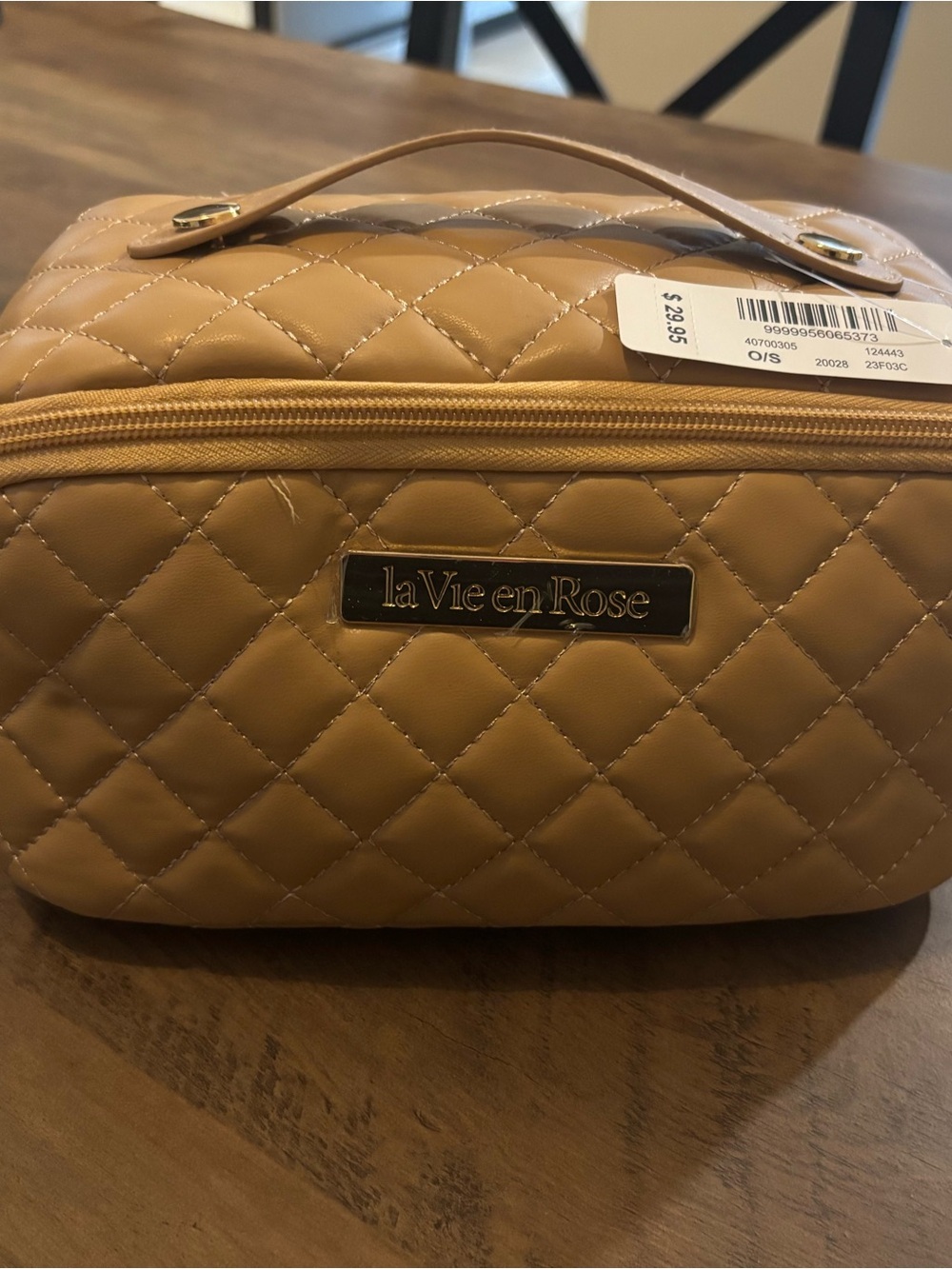 La Vie En Rose Quilted Cosmetic Case - Tan